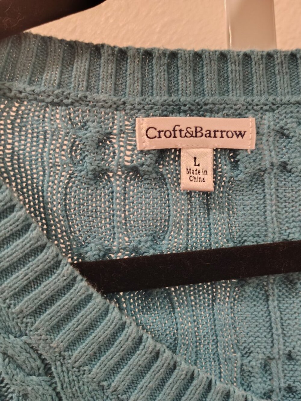 Croft & Barrow Women's Sweater Size Large V-Neck Cable Knit Long Sleeve - Picture 6 of 10